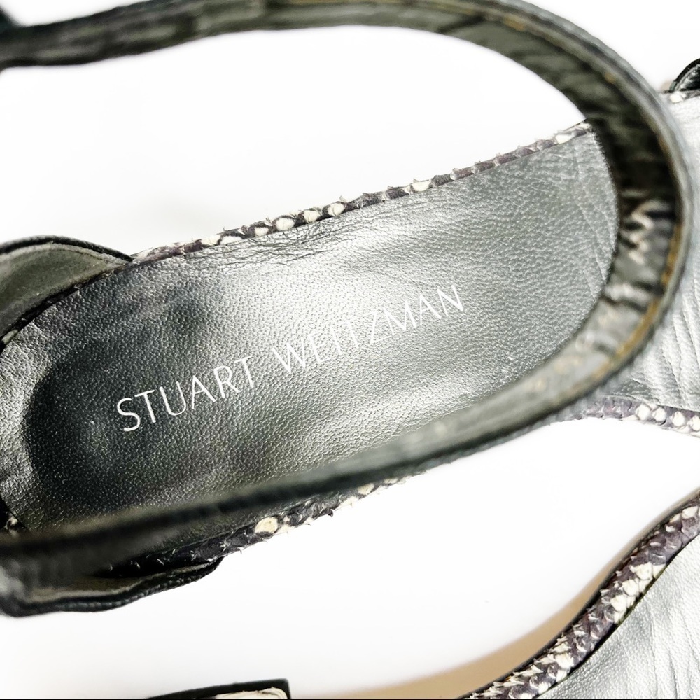 Stuart Weitzman | Snakeskin Print Block Heel Sand… - image 4
